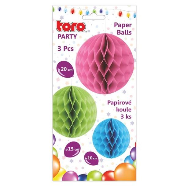 TORO KOULE PAPÍROVÉ 3KS, PRŮMĚR 10, 15 A 20CM, ASSORT_hamashop