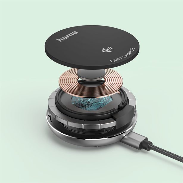 Hama bezdrátová nabíječka Qi2 15 W, magnetická, samostatný kabel 1 m