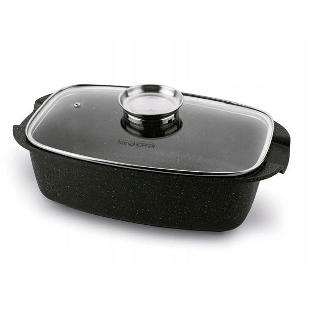 pekáč 39x22x10,5cm KönigHOFFER, víko sklo, IND., keram.povrch