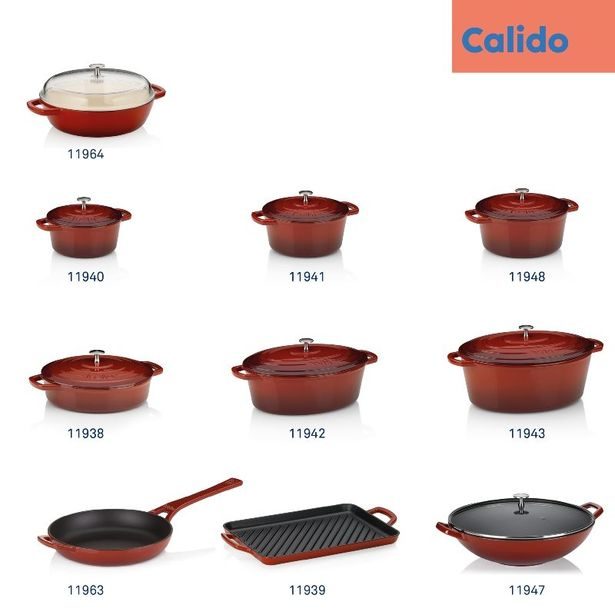 KELA Wok litinový s poklicí CALIDO 36 cm červená KL-11947