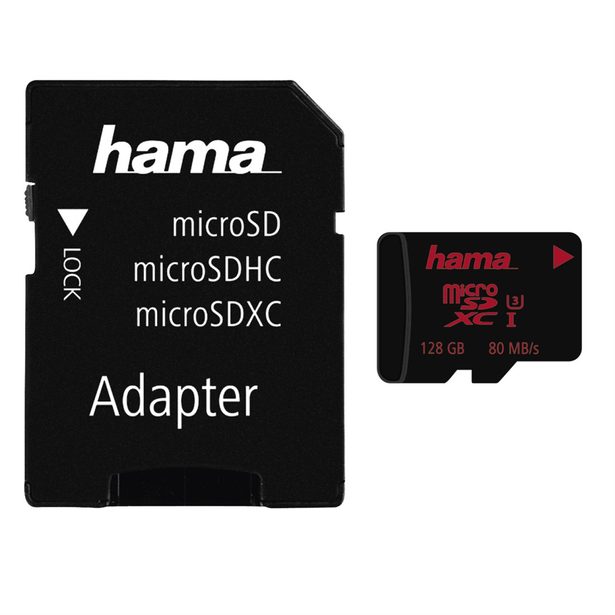 Hama microSDXC 128 GB UHS Speed Class 3 UHS-I 80 MB/s + adpatér