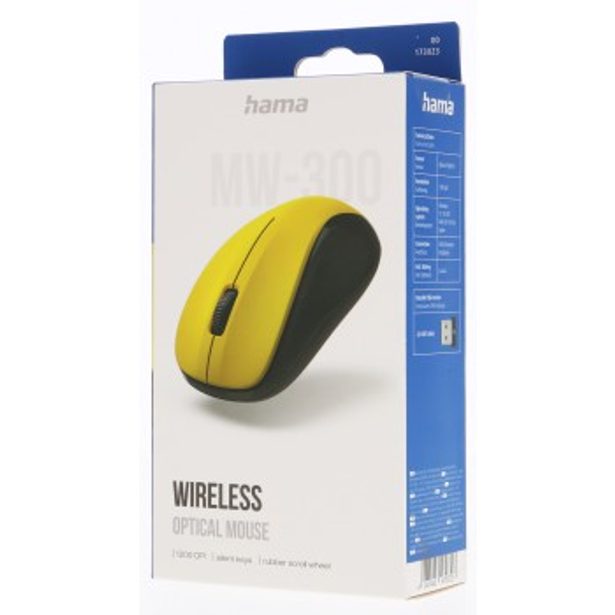 Hama bezdrátová optická myš MW-300 v2, tichá, žlutá