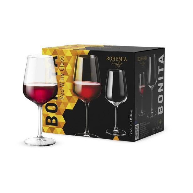 sklen. 450ml, 6ks, BOHEMIA PR. BONITA, červ.víno