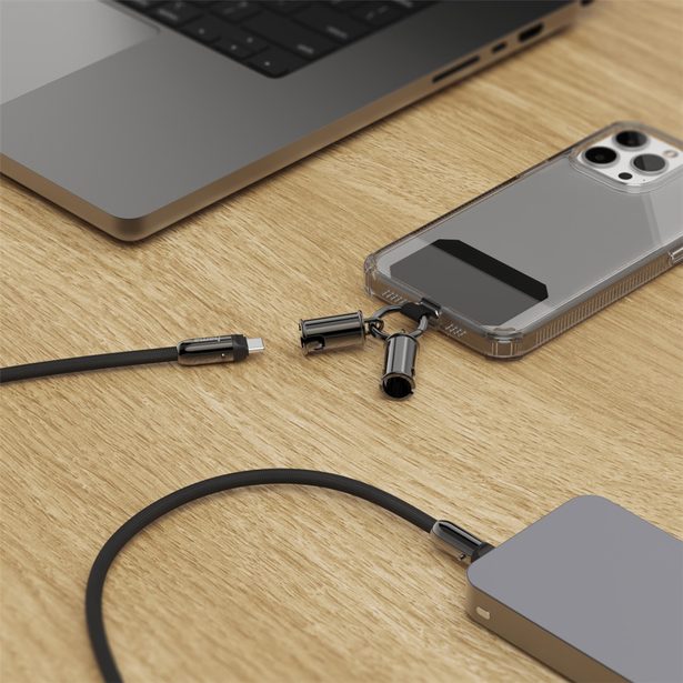 Hama USB-C kabel a šňůrka na mobil 2v1, 1,2 m, černá