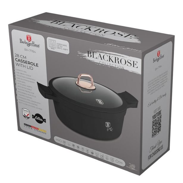BERLINGERHAUS Kastrol s titanovým povrchem a poklicí 28 cm Black Rose Collection BH-7784