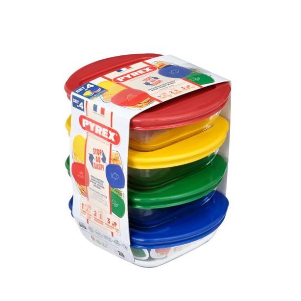 Pyrex SADA ČTVERCOVÝCH DÓZ PYREX 4KS, 0,3L, SKLO_hamashop