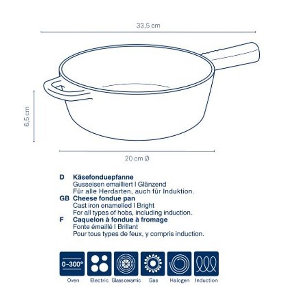 KELA Pánev na sýrové fondue litinová CALIDO 1,8 l červená KL-16622