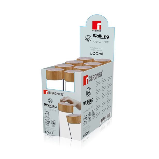 BERGNER Lahev skleněná přenosná s bambusovým víkem 600 ml BG-20136-MM