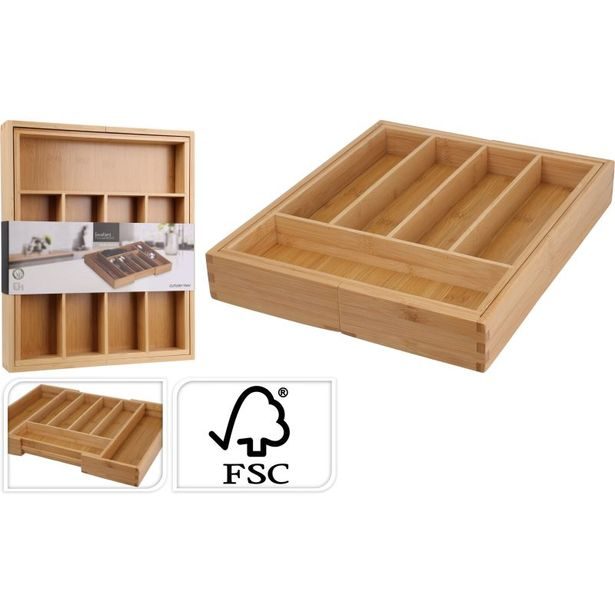 EXCELLENT HOUSEWARE Příborník nastavitelný rozkládací bambus KO-BA2000020