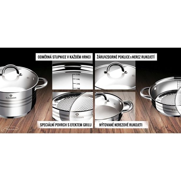 BLAUMANN Sada nádobí nerez 8 ks Jumbo Gourmet line BL-3115