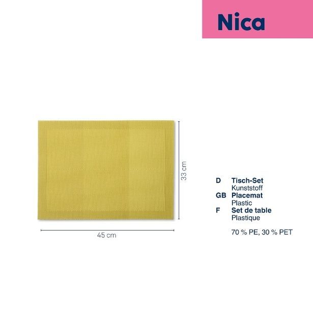 KELA Prostírání Nica 70%PE/30%PET žlutá 45,0x33,0cm KL-12834