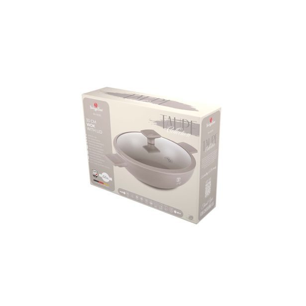 BERLINGERHAUS Pánev WOK s titanovým povrchem a poklicí 30 cm Taupe Collection BH-8095