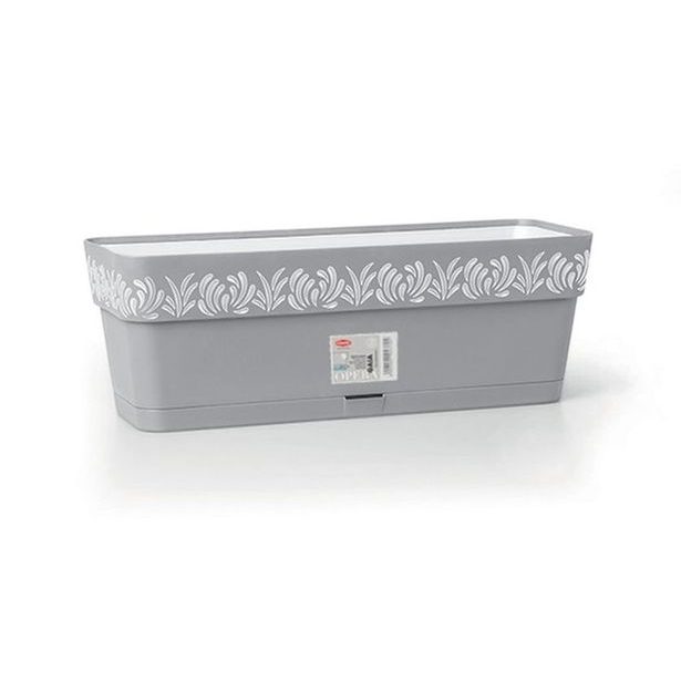 truhlík 50cm kam.šedý/bílý, GAIA+miska, š18,v17cm, plast