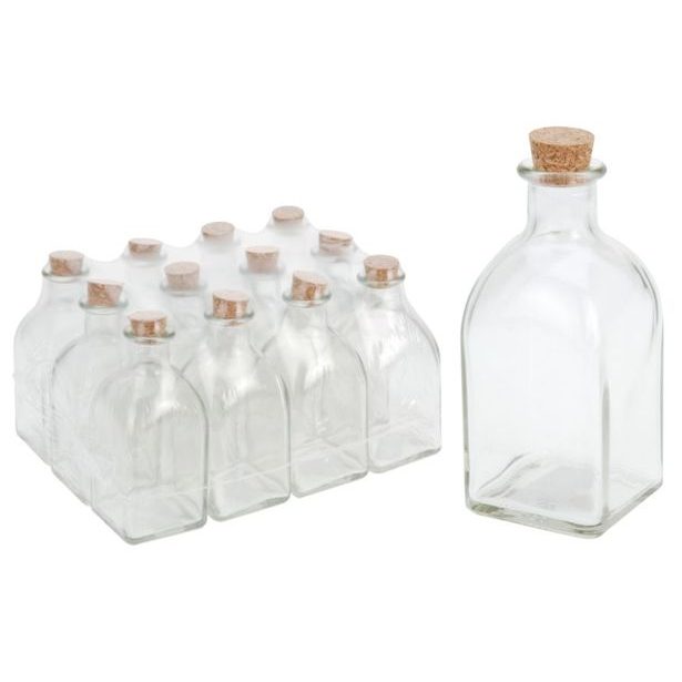láhev 0,25l hran.+kork.zátka,olej/ocet, sklo