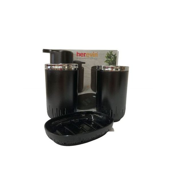 sada koupeln. 3ks, ČERNÁ, dávk.mýd.,mýdlenka, kelímek, plast