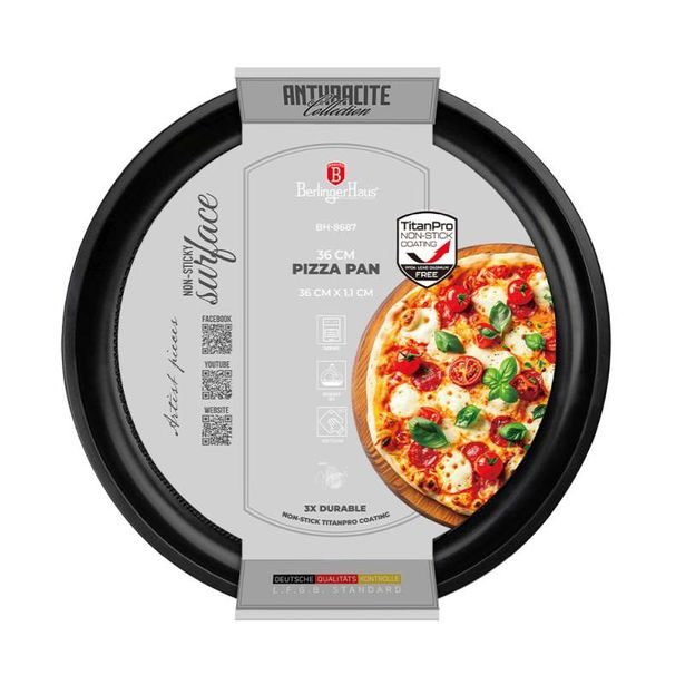 BERLINGERHAUS Pánev na pizzu s titanovým povrchem 36 cm Antracit Collection BH-8687
