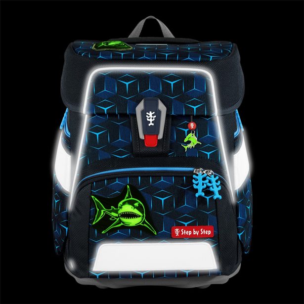 Školní aktovka Step by Step SPACE SHINE, Shark Dexter - 5 dílný set, AGR certifikát