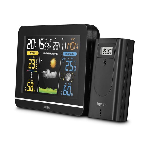 Hama Usedom, meteostanice, bezdrátový senzor, barevný VA displej, síťový zdroj, baterie