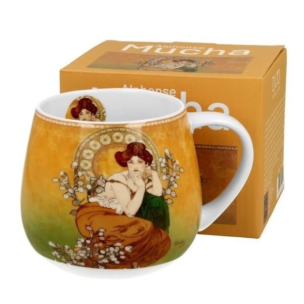 hrnek 430ml baňatý A.MUCHA, TOPAZ, DB, porcelán