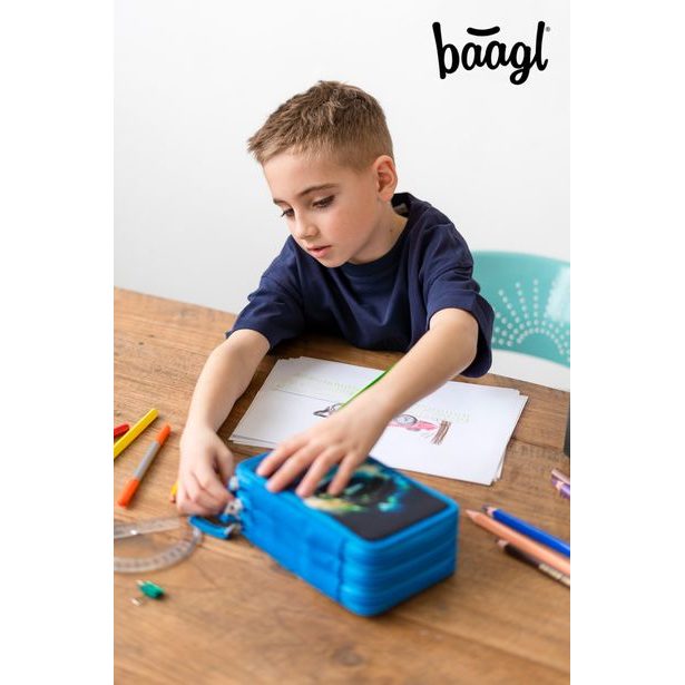 BAAGL Školní penál třípatrový Závodní auto