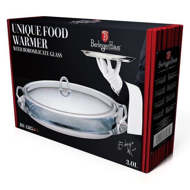 BERLINGERHAUS Servírovací mísa s tácem nerez / sklo 3 L BH-1385