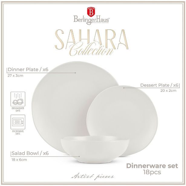 BERLINGERHAUS Jídelní sada talířů 18 ks Sahara Collection BH-10022