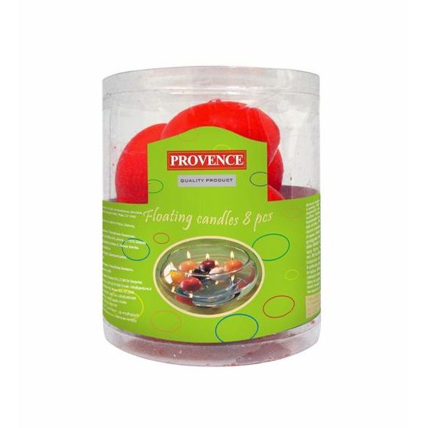 Provence Svíčky plovoucí 8 ks červená, 4, 3 x 2, 8 cm_hamashop
