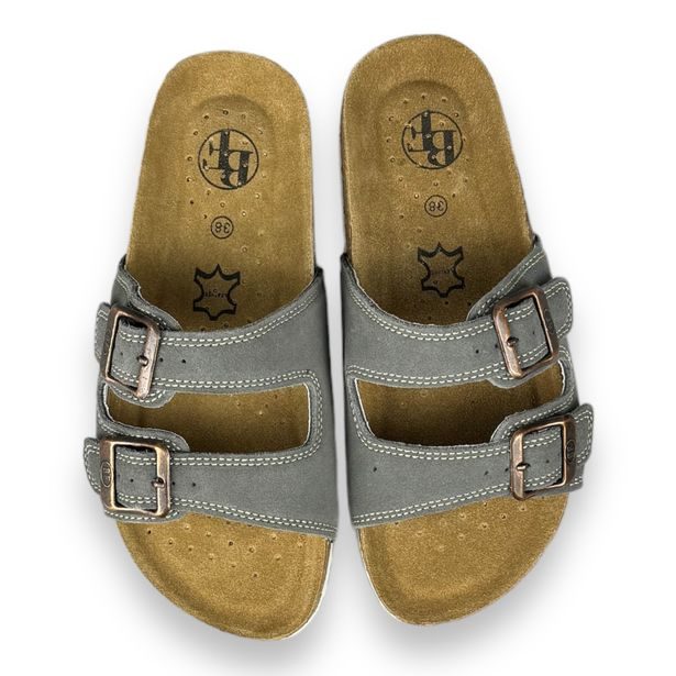 Chlapecké kožené pantofle Best Feet - šedé