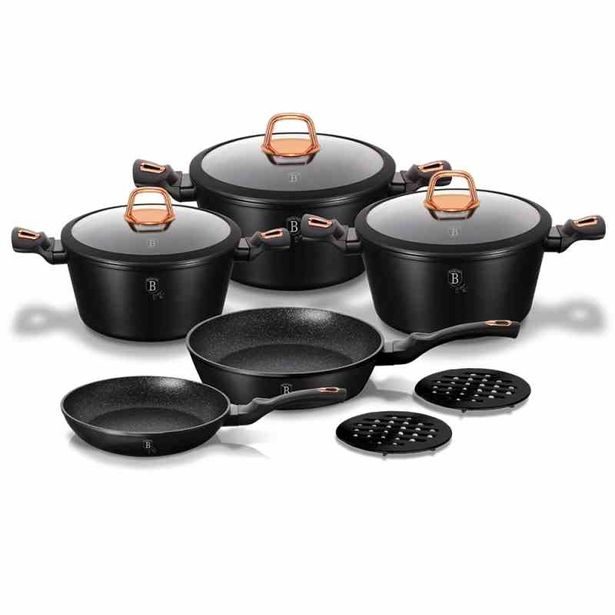 BERLINGERHAUS Sada nádobí s mramorovým povrchem 10 ks Black Rose Collection BH-1645