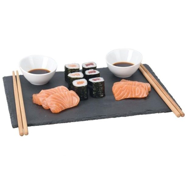 EXCELLENT HOUSEWARE Sushi set porcelán/břidlice/bambus sada 7ks KO-210000100
