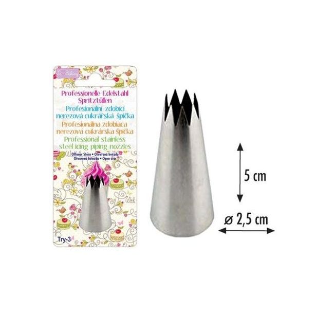 špička d25x50mm OTEV.HVĚZDA TRY-3, zdobící, NR