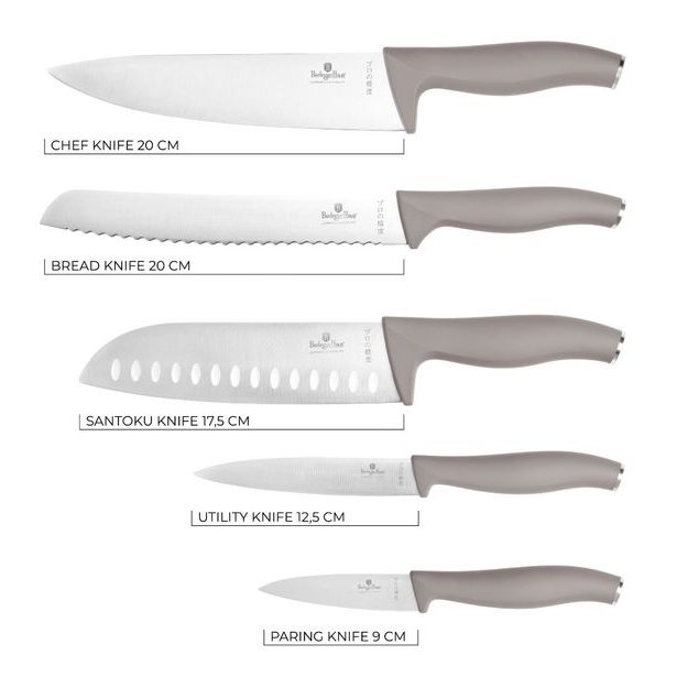 BERLINGERHAUS Sada nožů se stojanem BAMBOO 6 ks Taupe Collection BH-2974