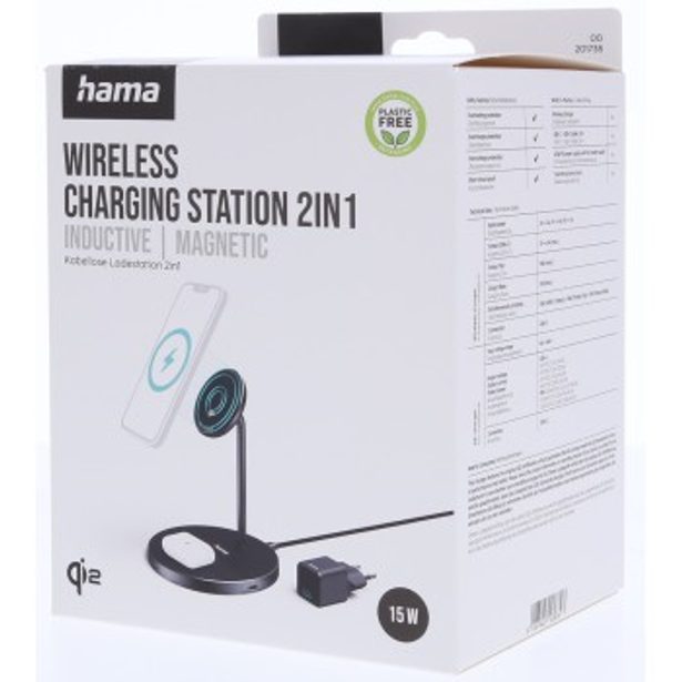 Hama bezdrátová nabíječka s držákem 2v1, Qi2 15 W, USB-C adaptér 45 W