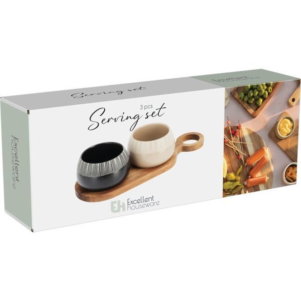 EXCELLENT HOUSEWARE Sada misek na pochutiny servírovací s prkénkem 2 ks KO-210001250