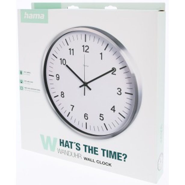 Hama Java, nástěnné hodiny řízené rádiovým signálem, 35 cm, stříbrné