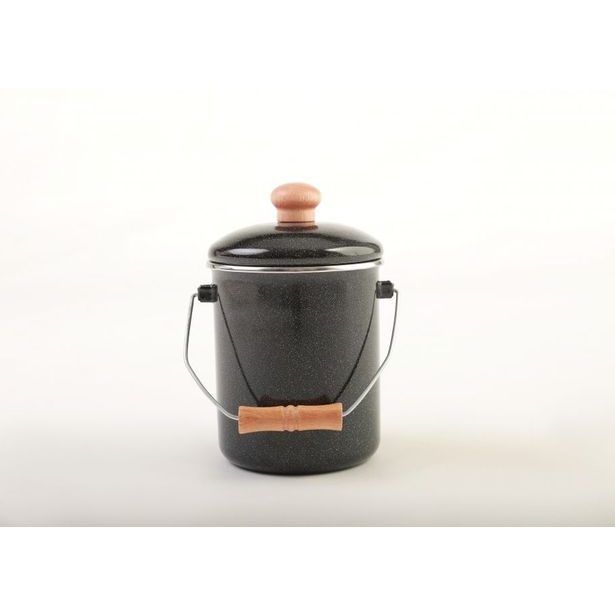 konev 1,6l na mléko ČERNÝ GR., d12x15cm, smalt+dřevo