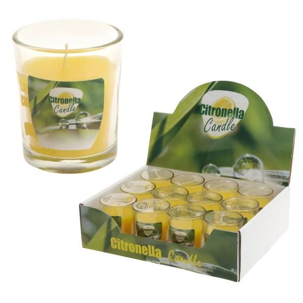 svíčka proti hmyzu, d 5x6cm, CITRONELLA, sklo