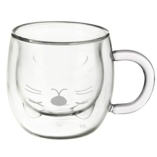 hrnek 300ml-1ks-2stěnný KOČKA, sklo