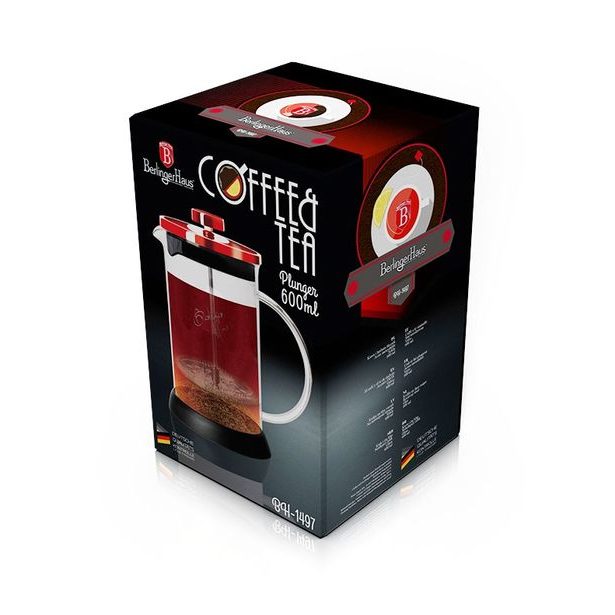BERLINGERHAUS Konvička na čaj a kávu French Press 600 ml Burgundy Metallic Line BH-1497
