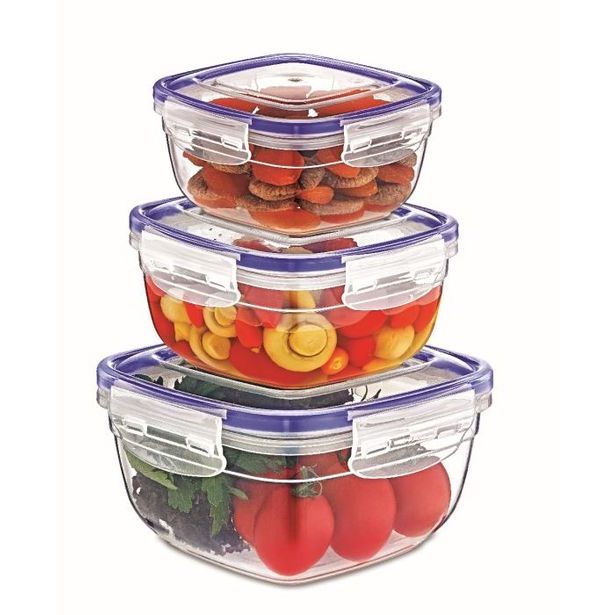 box-sada 3ks, čtverc.klick 1,5-0,9-0,5l netekoucí, plast