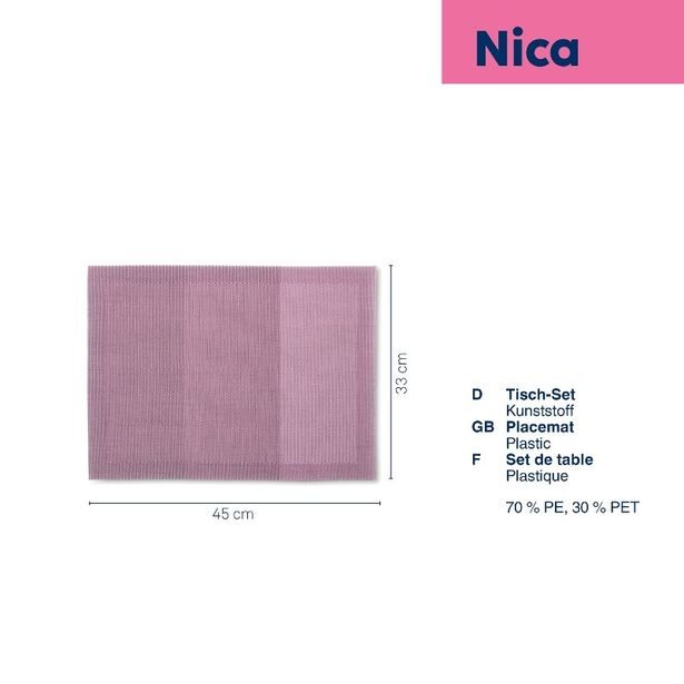 KELA Prostírání Nica 70%PE/30%PET lila 45,0x33,0cm KL-12832