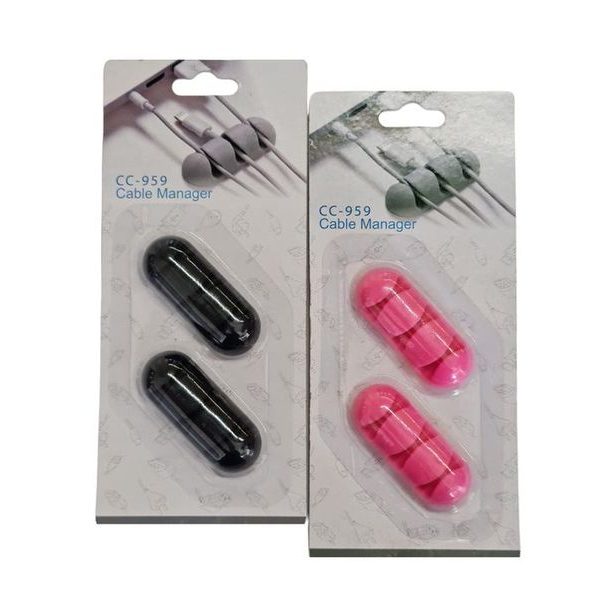 organizér-držák elektro kabelů, MIX barev, samolep., plast