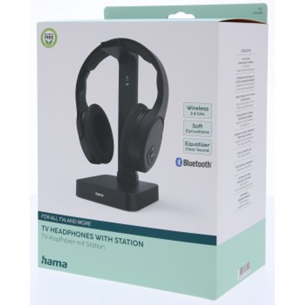 Hama bezdrátová TV sluchátka, nabíjecí základna s 2,4 GHz vysílačem, Bluetooth