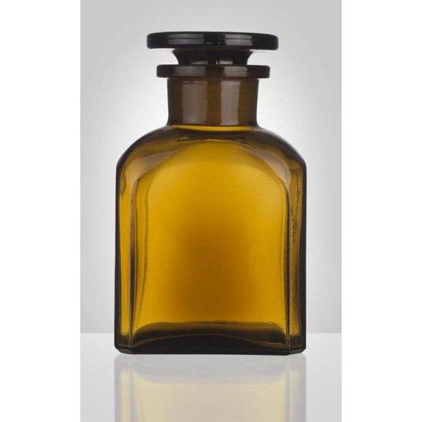 dóza-prachovnice 150ml-čtv.hnědá, zabr.víko, sklo