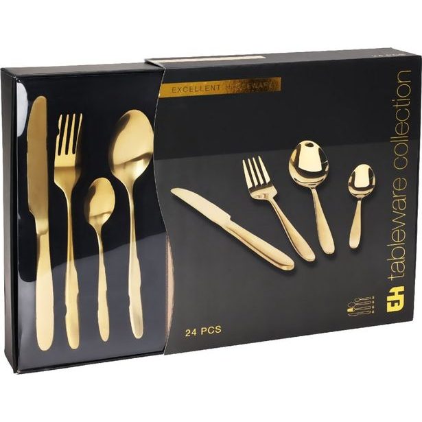 EXCELLENT HOUSEWARE Sada příborů nerez 24 ks ZLATÁ KO-CC4100940
