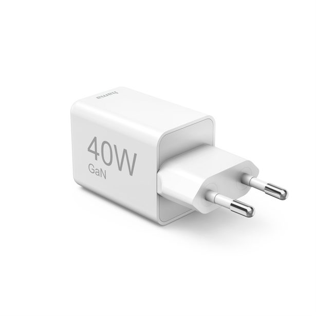 Hama rychlá USB nabíječka, 2x USB-C PD/QC, 40 W, super-mini