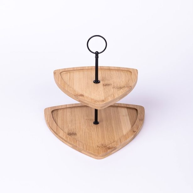 EXCELLENT HOUSEWARE Etažér dřevěný 2 patra trojúhelník 23,5 cm KO-170490960troj