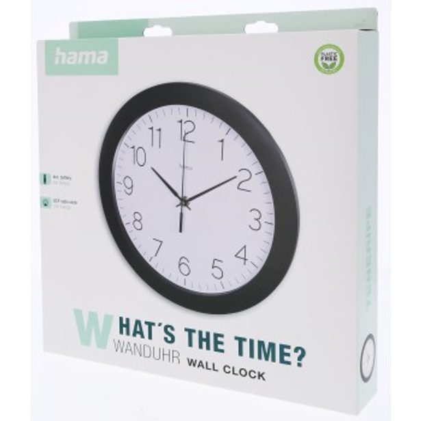 Hama Tenerife, nástěnné hodiny, řízené rádiovým signálem, průměr 35 cm, černé
