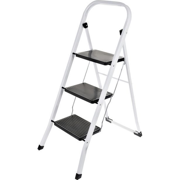 HOMESTYLING Schůdky ocelové 3 nášlapy bílá / černá KO-C80001240