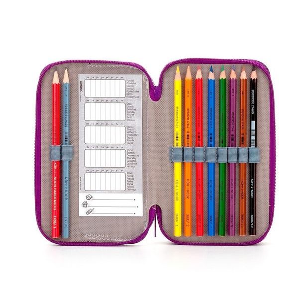 Školní penál 2-patra Flowers fialová